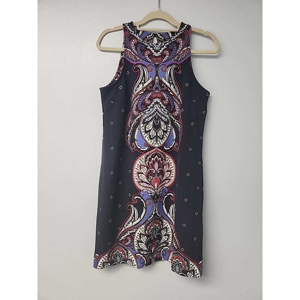 Banana Republic Womens Sheath Dress Stretch Navy Paisley Print SZ 6 - Picture 1 of 6